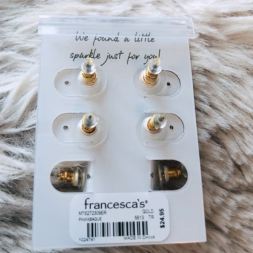 Terrie Gold And Crystal Earring Set - Picture 5 of 5